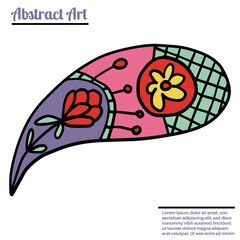 Cute doodle floral paisley isolated on white background. Ornamental flower element for design.