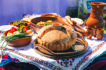 Traditional dishes of Gagauz cuisine from the south of the Republic of Moldova at the Hederlez festival