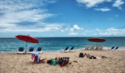 SAINT MAARTEN, DUCTH ANTILLES - FEB 27: Tourists on the island, February 27, 2010 in Saint Maarten. More than 1 million people visit the island each year
