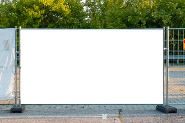 Foto op Canvas Blank white banner for advertisement on the fence of construction site © diesirae