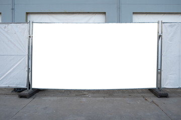 Advertising banner mock-up on the fence of construction site. © diesirae