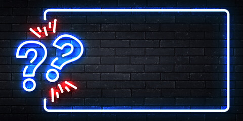 Vector realistic isolated neon sign of Quiz frame on the wall background. Concept of trivia night and questionnaire.