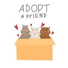 Animal care adoption concept. Adopt a friend. Vector Illustration.