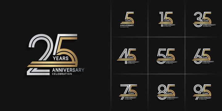 set of anniversary premium collection silver and gold color can be use for celebration event