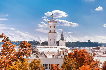 Panoramic view of the city of Lviv. Ukraine - obrazy, fototapety, plakaty