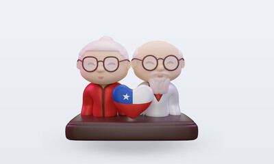 3d grandparents day love Chile flag rendering front view