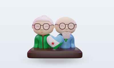3d grandparents day love Djibouti flag rendering front view