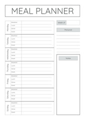 Prientable Meal Planner Sheet.