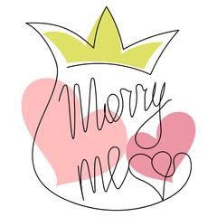 Marry me one line drawing handwritten vector inscription.