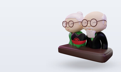 3d grandparents day love Malawi flag rendering right view