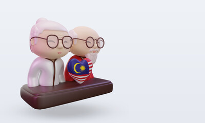 3d grandparents day love Malaysia flag rendering left view
