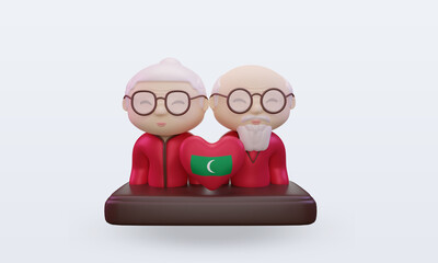 3d grandparents day love Maldives flag rendering front view