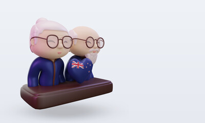 3d grandparents day love New Zealand flag rendering left view