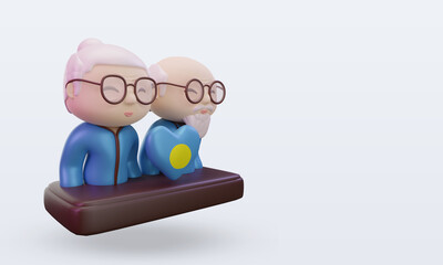 3d grandparents day love Palau flag rendering left view