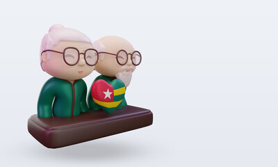 3d grandparents day love Togo flag rendering left view