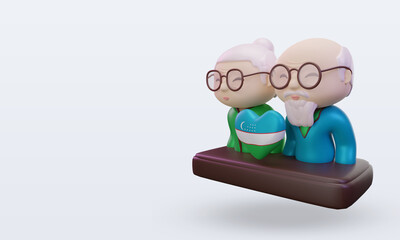 3d grandparents day love Uzbekistan flag rendering right view