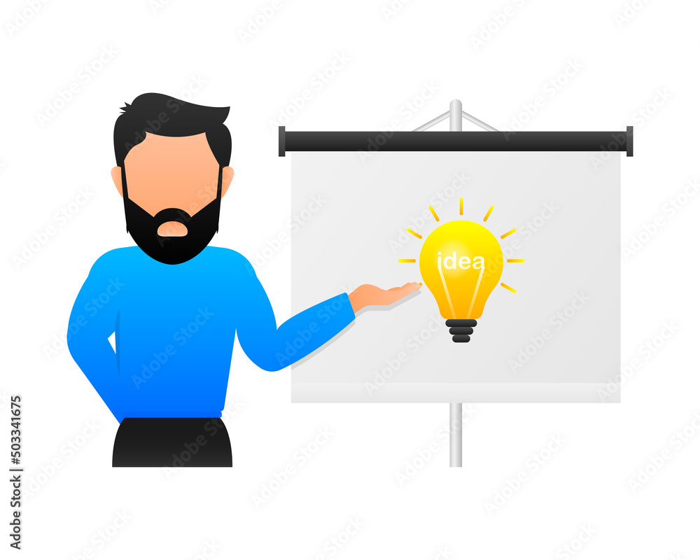 Poster idea lamp in cartoon style. isolated background. realistic vector illustration. simple vector illust