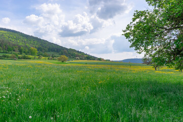 Fototapeta na wymiar Hills, fields and forests of Germany