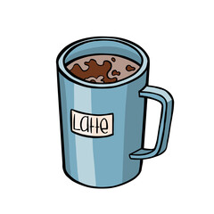 cup, coffee mug, latte isolated on white background. vector