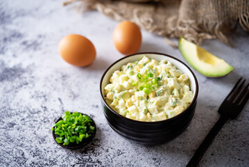 Avocado egg salad in a bowl