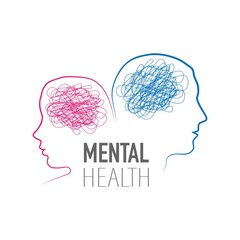 Mental health man and woman silhouette