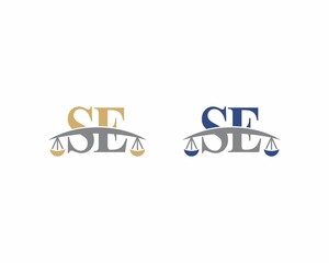 Letters SE Logo With Scale of Justice Logo Icon 001