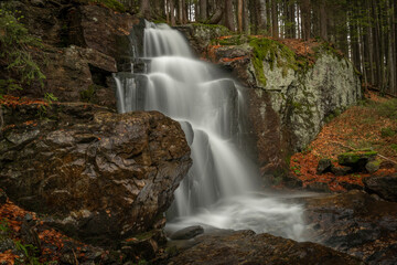 Geigenbachfalle waterfall near Groser Arber hill in Germany