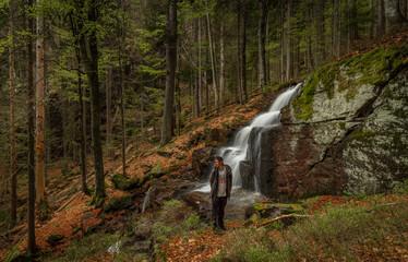 Geigenbachfalle waterfall near Groser Arber hill in Germany