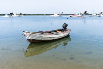 Fototapeta na wymiar Fishers boat on the water