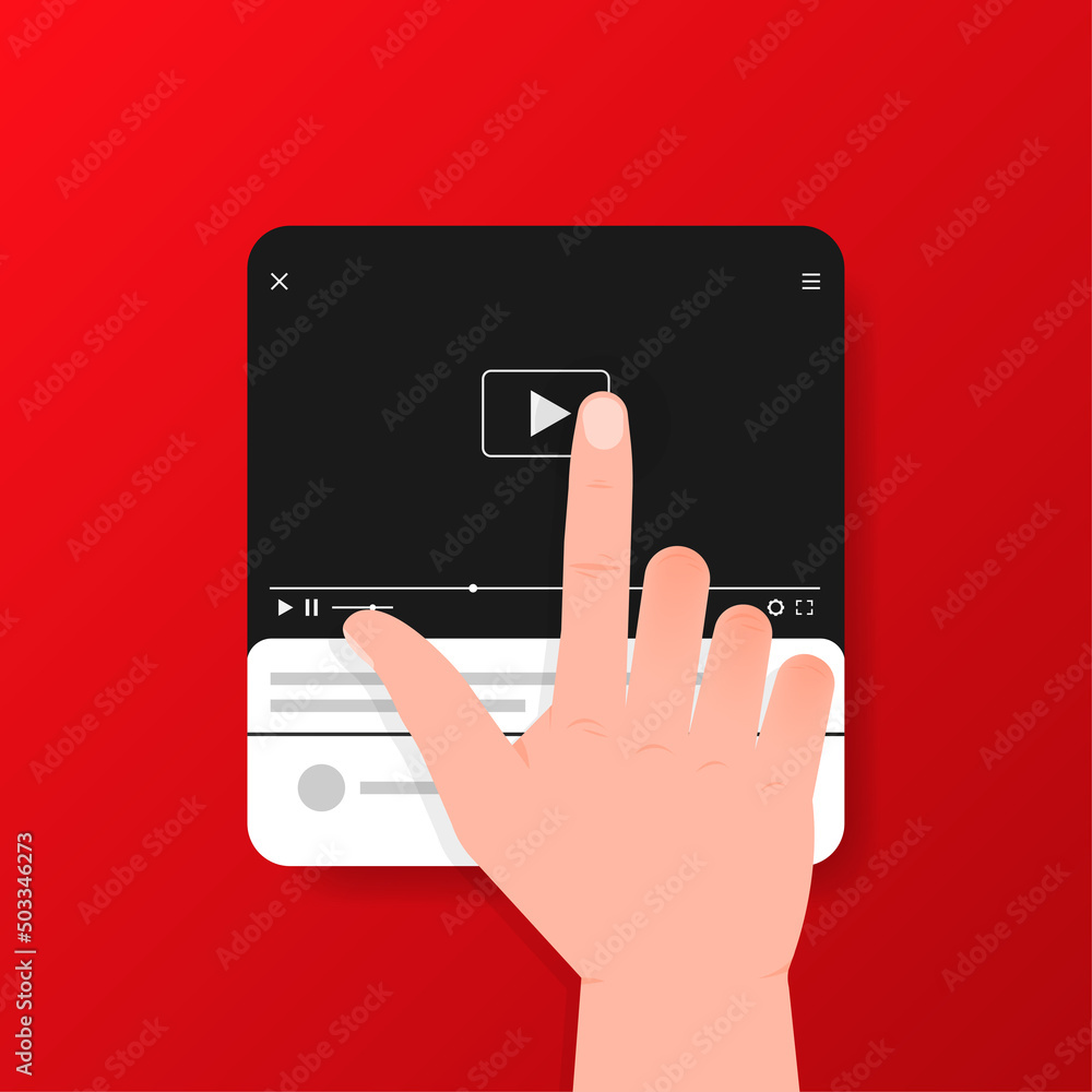 Poster video player for web design. realistic window. vector illustration.