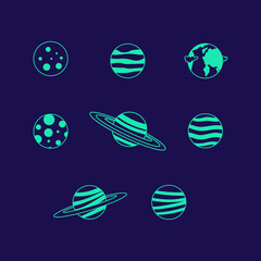 Planets outlined