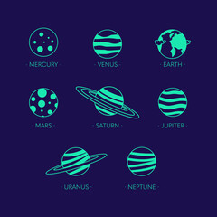 Planets with name outlined