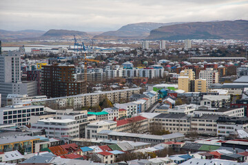 Obraz premium View over city of Reykjavik in Iceland