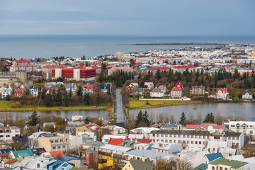 View over city of Reykjavik in Iceland