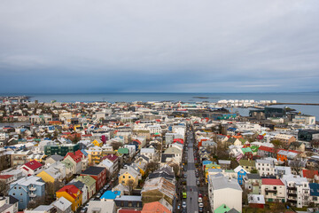 Obraz premium View over city of Reykjavik in Iceland