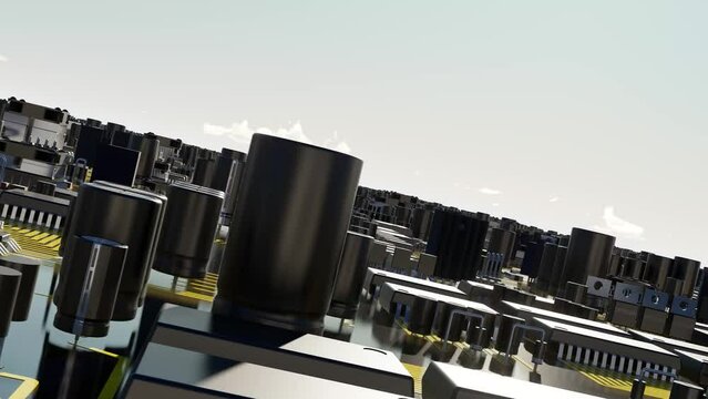 Abstract Circuit Board Rendering with Sunrise 3D Rendering