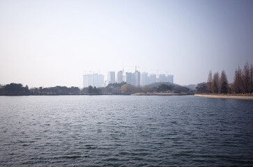 Ilsan Lake Park in Goyang-si, South Korea. The largest artificial lake park in the Orient.
