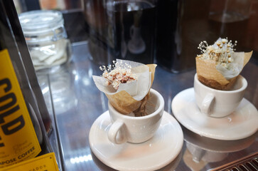 Small bouquets sold in shops.
