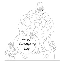 Funny thanksgiving coloring page for kids