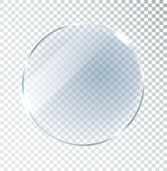 Glass plate on a transparent background. glass with glare and light. Realistic transparent glass window in a rectangular frame