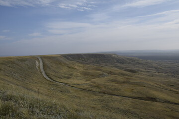 picturesque hills against the sky. summer green hills against a clear sky. Ulyanovsk Russia
