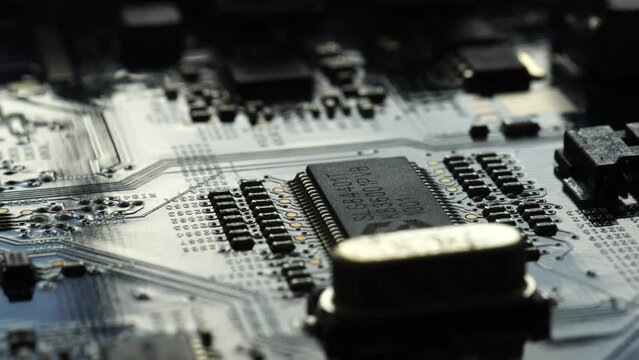 close up of electronic components