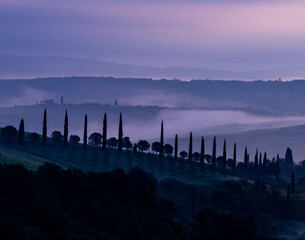 Foggy Morning Sunrise in Tuscany Italy