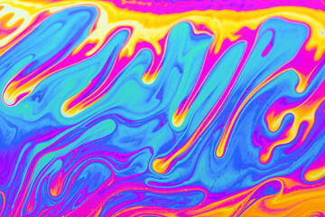 Psychedelic multicolored background abstract. Rainbow colors. patterns background. Photo macro shot of soap bubbles