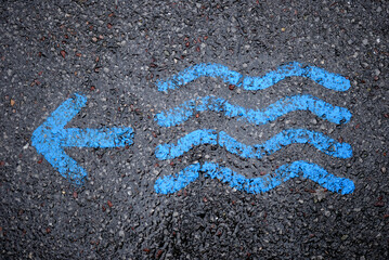 Goudron marquage au sol signe d'eau