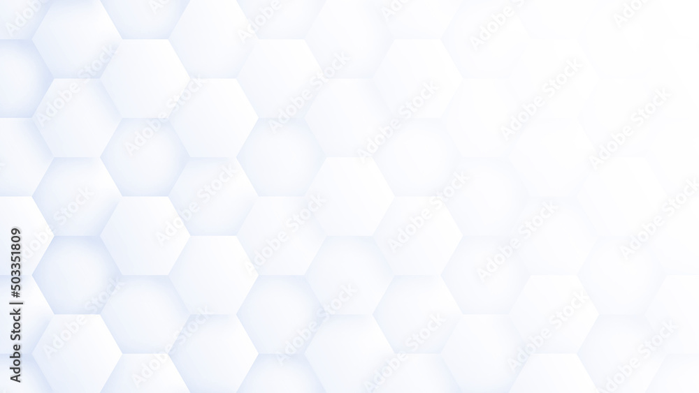 Poster 3d render hexagon pattern abstract innovative science technology light blue background. honeycomb mo