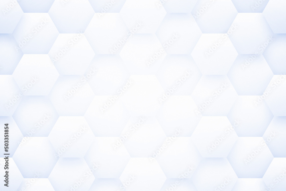 Poster 3d render honeycomb pattern light blue abstract innovative technology background. hexagon blocks mol