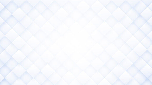3D Rendered Rhombus Mosaic Tile Grid Pattern White Abstract Technology Background. Three Dimensional Volumetric Angled Cube Blocks Structure 4K 8K High Definition Futuristic Minimalist Art Wallpaper