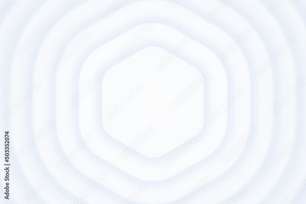 Poster 3d render light monochrome layered rounded hexagon shape abstract technology background. three dimen