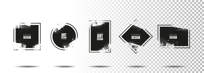 Vector illustration. Set frames in grunge style. Dirty borders collection on white background. Design elements for banner, poster, flyer, invitation, greeting card, social networks, blog post, stories